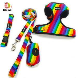 하이 퀄리티 사용자 정의 디자이너 나일론 애완 동물 하네스 조끼 럭셔리 네오프렌 개 목걸이 가죽 끈 세트 도매 공급 - Product Image 5