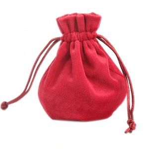 Customized Color & Size Dark Gray Recyclable Craft Jewelry <b>Drawstring</b> Velvet <b>Pouch</b> with Print Logo Gift Bag - Product Image 1