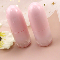 Vente en gros de petits contenants cosmétiques en plastique transparent en forme de balle, 4 ml, impression offset, tubes vides roses personnalisés