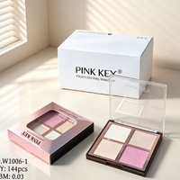 Palette de maquillage en poudre pressée mate effet brume douce, 4 couleurs, vente en gros d'usine, pour visage et joues, logo personnalisé OEM
