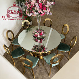 Table de salle à manger ronde au design moderne, avec plateau en verre et base en acier inoxydable, pour banquet d'hôtel - Product Image 6