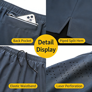 Pantalones Cortos Deportivos Unisex Casuales de Doble Capa, Transpirables, Ligeros, de Talla Grande, de Secado Rápido, con Cintura Elástica, 100% Poliéster - Product Image 5