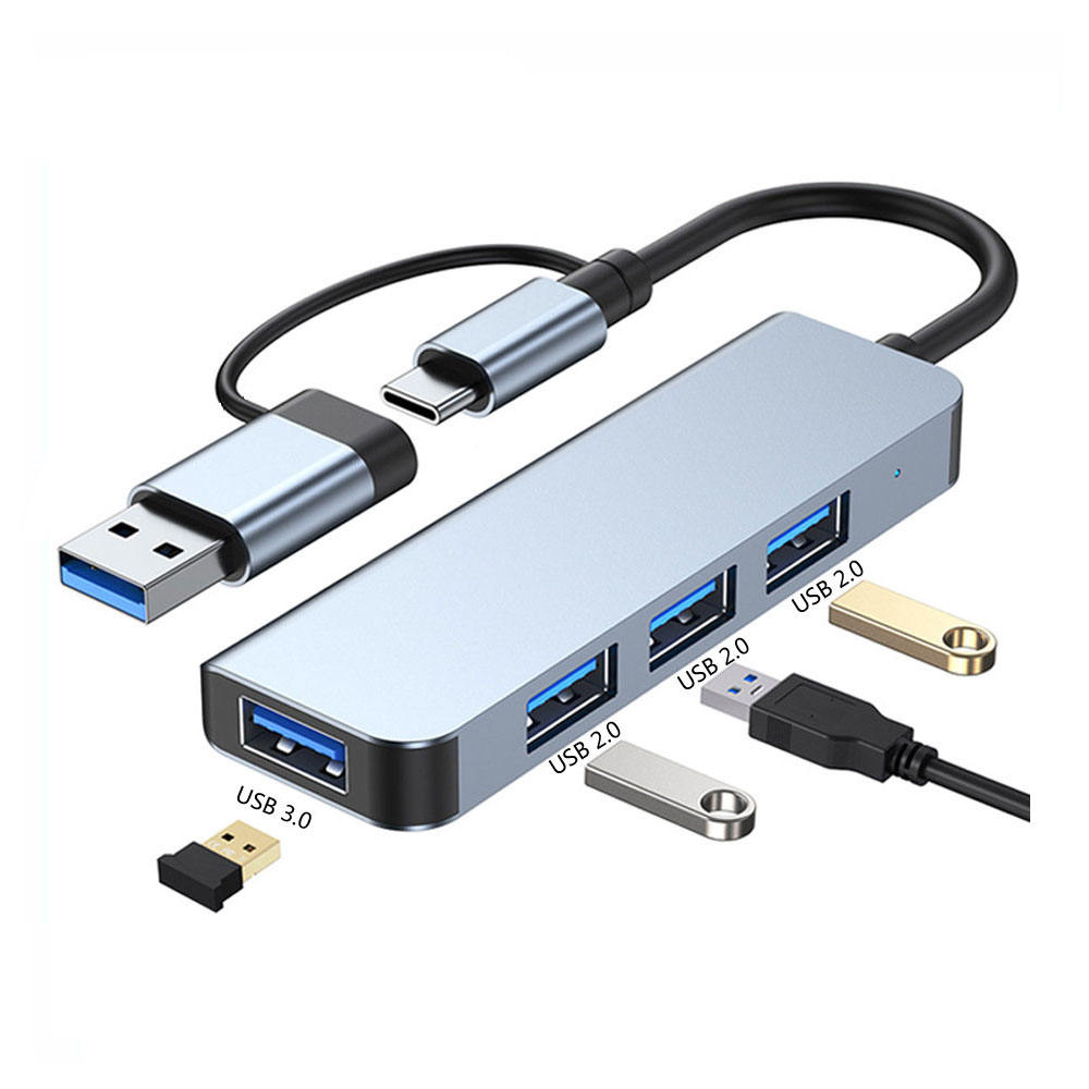USB 3,0 + Tipo C a 1 * USB3.0 + 3 * USB2.0 Gris