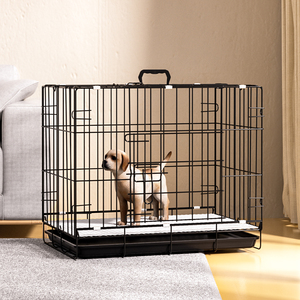 Kandang Anjing Logam Mewah Ukuran Besar untuk Dalam Ruangan, Warna Hitam, Pintu Ganda dengan Kunci dan Baki Plastik - Product Image 2
