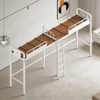 Lit mezzanine moderne robuste pour 2 personnes, cadre en métal, tube carré 45x45x1.2mm, gain de place, lit superposé double, sécurité, dortoir