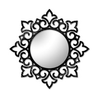 Miroir mural rond en métal avec couronne de feuilles, décoration botanique suspendue pour la décoration murale de style farmhouse, salon, entrée