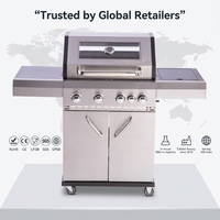Parrilla de Gas Multiburner con Revestimiento de Porcelana, Estación de Barbacoa Resistente para Exteriores con Gabinete de Almacenamiento para Restaurante/Hotel