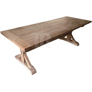 Mesa de Cocina Estilo Francés, Mesa de Comedor Cuadrada Rústica de Madera Maciza Antigua para 10 Personas, Ideal para Eventos - Product Image 1