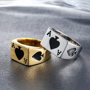 Anillo de As de Espadas Dorado, Joyería Hip Hop para Hombre, Chapado en Oro, Anillo de Uso Diario, Modelo T0133 - Product Image 3