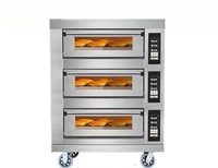 Oven Roti Komersial Rui Tai 3 Dek 6 Loyang, Pemanas Seragam Stainless Steel Suhu Dapat Diatur, Untuk Memanggang Roti dan Kue