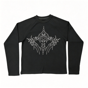 <span class=keywords><strong>Camiseta</strong></span> <span class=keywords><strong>Térmica</strong></span> Personalizada de <span class=keywords><strong>Manga</strong></span> <span class=keywords><strong>Larga</strong></span> Raglán para Hombre, Tejido Waffle, Algodón Negro, Corte Regular, Estampado Casual - Product Image 1
