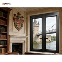 Ventanas de Aluminio Europeas con Marco Negro, Ventana Abatible de Aluminio, Ventana Francesa Abatible