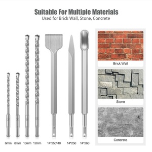 Set di 17 Pezzi di Scalpelli in Acciaio al Carbonio <span class=keywords><strong>e</strong></span> Punte da Trapano <span class=keywords><strong>SDS</strong></span> Plus per Muratura, per Calcestruzzo <span class=keywords><strong>e</strong></span> Granito - Product Image 3