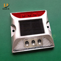 Borne de signalisation routière solaire sans fil en aluminium, étanche IP68, pour extérieur, avec réflecteur LED surélevé
