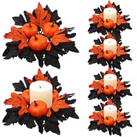 Guirlande de feuilles d'érable artificielles pour Halloween, porte-bougie en plastique, style américain, utilisation en intérieur, décoration de fête