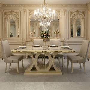 <strong>White</strong> Luxury Wooden <strong>Dining</strong> <strong>Table</strong> and Chairs <strong>Set</strong> 6 Seater Home Furniture <strong>Dining</strong> Room <strong>Dining</strong> <strong>Table</strong> with Sideboard Wine Cabinet - Product Image 2