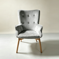Fauteuil simple en velours capitonné de style nordique avec ottoman pour salon, chambre, hôtel, appartement