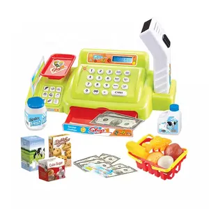 JinYing wholesale kids pretend play supermarket shopping electronic cash register machine toy with scanner