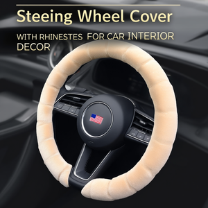 Funda para Volante Beige con Pedrería para Decoración Interior de Automóvil - Product Image 2