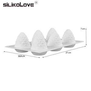 MUYULINS Factory 6-Cavity <b>Pinecone</b>-Shaped LFGB Platinum Non-Stick BPA-Free Silicone Mousse Cake Decorating Mold - Product Image 3