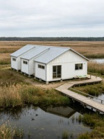 Maison mobile préfabriquée en panneaux sandwich à structure en acier moderne, bâtiment modulaire isolé pour hôtel extérieur, chantier, bureau