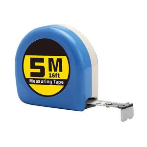 사용자 정의 로고 3m 5m 자체 잠금 스틸 ABS 케이스 간단한 파란색 흰색 측정 테이프
