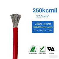 Cable Flexible de Silicona con Conectores de Cobre OFC Estañado de 127 mm² y 250 kcmil para Jumper de Batería BESS y Enlace de Alimentación de Inversor UL3512