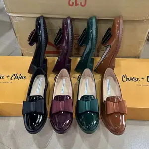 Bowknot mode chaussures habillées talon dames mocassins chaussures résistantes chaussures formelles