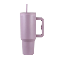 Gobelet isotherme 40 oz avec poignée, double paroi, en acier inoxydable, tasse de voyage anti-fuite avec couvercle à paille rabattable, sans BPA, réutilisable