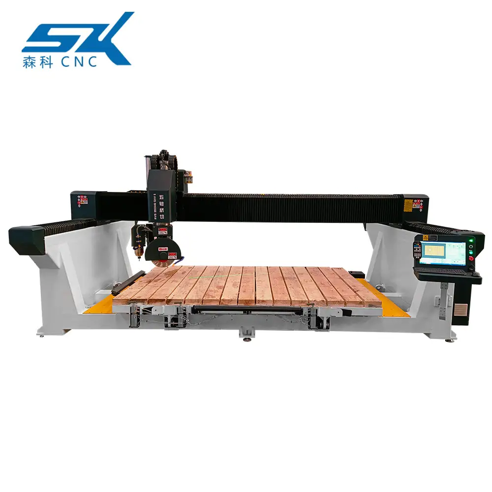 high speed automatic 5 axis cnc tile water jet marble cutter bridge saw stone cutting and milling machine
