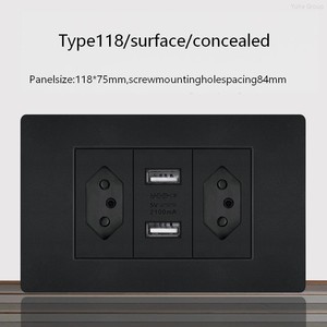 Brazilian standard PC <b>USB</b> wall socket, power socket panel, type 118 6-pin wall <b>plug</b> socket - Product Image 5