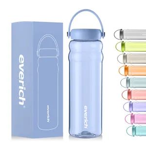 1L Tritan plastic shaker Motivational Bottle Bpa Free Flip Top Cover With Time Marker Straw Strainer sports shaker