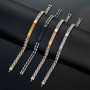 Custom 316l Stainless Steel <b>Men</b> Bracelet Engrave 14k 18k Gold Plated Fashion Chain Link Bracelets <b>for</b> <b>Men</b> - Product Image 4