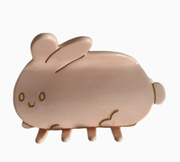 Barrette à cheveux en acétate de couleur rose unie, motif lapin mignon, pour femmes, personnalisable