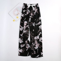 Celana Piyama Wanita Hamil Motif Bunga, Bahan Katun Sutra Bernapas, Model Longgar Lebar, Panjang Mata Kaki, Gaya Pastoral untuk Musim Panas