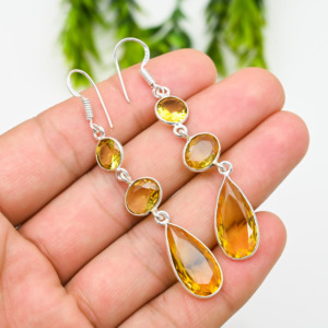 Pendientes de Plata de Ley con Piedras Preciosas de Corte Esmeralda Estilo Bohemio para Mujer, Joyería para Regalo de Fiesta - Product Image 3