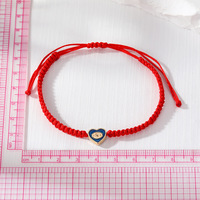 Pulsera de Oro Esmaltado con Ojo Turco y Cuerda Roja de la Suerte, Hecha a Mano, Joyería de Regalo al por Mayor