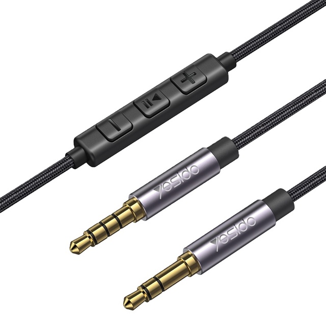 YAU30 Volume Control Headphone Splitter Audio Cable 3.5mm Female to a Dual Male Headphone/Microphone Y Splitter Audio Cable