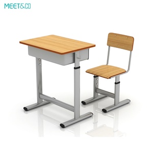 Modern Design Classroom Furniture Set Durable Wood <b>Small</b> Desk and Chair with <b>Wheels</b> Factory Price Mobile Unit for School Use - Product Image 2