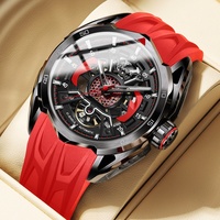 Montre automatique squelette de luxe pour homme, montre mécanique en acier inoxydable avec bracelet en silicone, montre de sport, mode et affaires
