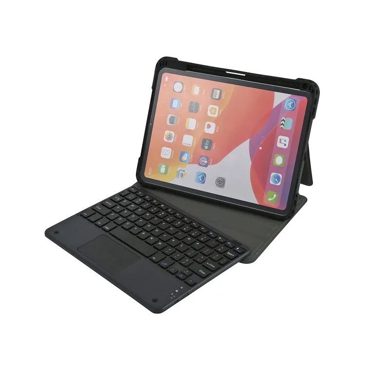 Bluetooth klavye ile sağlam PU deri dosya çantası darbeye dayanıklı 360 derece dönen kapak iPad 10.9 hava 4/5 iPad için PRO 11