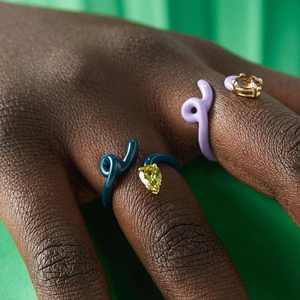 CANNER Simple S925 Bague ajustable en argent sterling avec zircon goutte d'eau et émail couleur bonbon - Product Image 6
