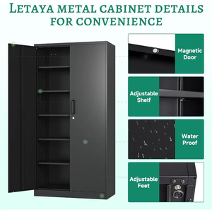 Armoire <span class=keywords><strong>de</strong></span> <span class=keywords><strong>rangement</strong></span> <span class=keywords><strong>de</strong></span> <span class=keywords><strong>garage</strong></span> en métal avec serrure, <span class=keywords><strong>casier</strong></span> en acier <span class=keywords><strong>de</strong></span> 72 pouces <span class=keywords><strong>de</strong></span> haut avec 5 étagères réglables pour le bureau, la maison et l'entrepôt - Product Image 6