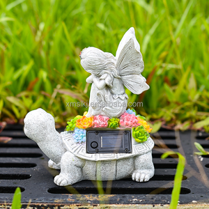 Statues de jardin Décorations d'extérieur <span class=keywords><strong>Tortue</strong></span> solaire Anges Décor avec succulentes Lumières LED Ornements de jardin Figurines - Product Image 2