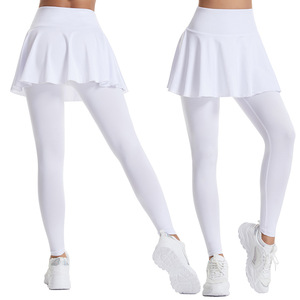 Rok yoga kulot lipit anti selip, rok tenis kebugaran, rok pinggang tinggi, baju olahraga anti selip, musim semi/musim panas, untuk wanita - Product Image 2