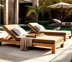 Tumbona Moderna de Lujo Ecológica para Exteriores, Muebles de Jardín para Hotel y <span class=keywords><strong>Piscina</strong></span>, Fabricada en Madera de Teca Sólida, Nueva Colección 2026 - Product Image 1