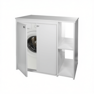 ตู้เก็บเครื่องซักผ้าพร้อมบานประตูและชั้นวางของ ขนาด 60 x 94.5 x สูง 94 ซม. สำหรับเก็บของซักผ้า - Product Image 3