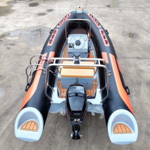 Bateau de sauvetage gonflable ZHENBO RIB-430, coque en fibre de verre PVC 1,2 mm, certifié CE, 7 personnes, 14 pieds, plancher en fibre de verre, couleur personnalisée - Product Image 5
