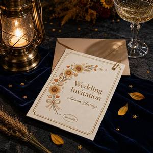 Enveloppe personnalisée pour invitation <span class=keywords><strong>de</strong></span> mariage, bordure dorée, motif tournesol et <span class=keywords><strong>blé</strong></span>, aquarelle, bénédicteuses bénédictions d'automne, étiquette cadeau, couleur beige - Product Image 3