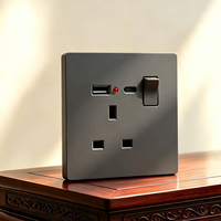 Enchufe de Pared Estándar Británico A6 B1 13A con Puerto USB Tipo C, Toma de Corriente de Pared del Reino Unido con Interruptor e Indicador Luminoso para Hogar y Hotel